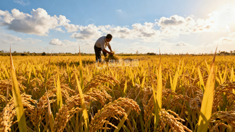 高清大图下载【趣麦麦图】麦田里劳作的辛勤农夫5
