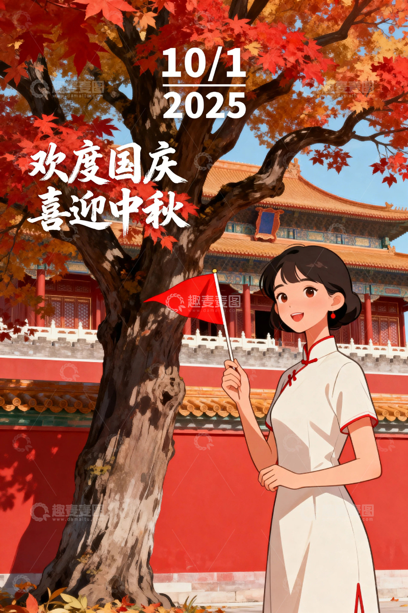 高清大图下载【趣麦麦图】国庆节节日背景0125