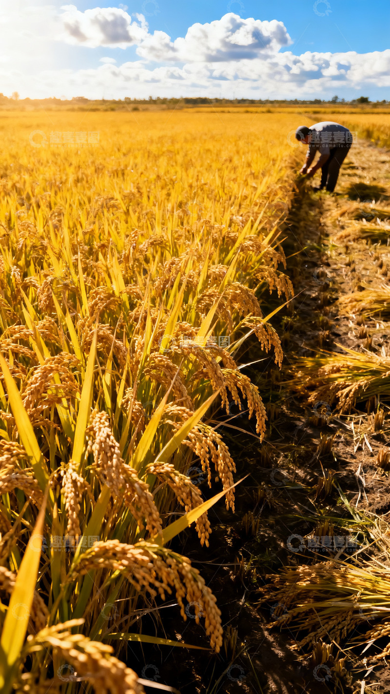 高清大图下载【趣麦麦图】麦田里劳作的辛勤农夫