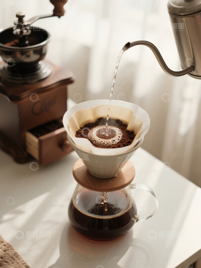 高清大图下载【趣麦麦图】咖啡店里手冲咖啡制作过程