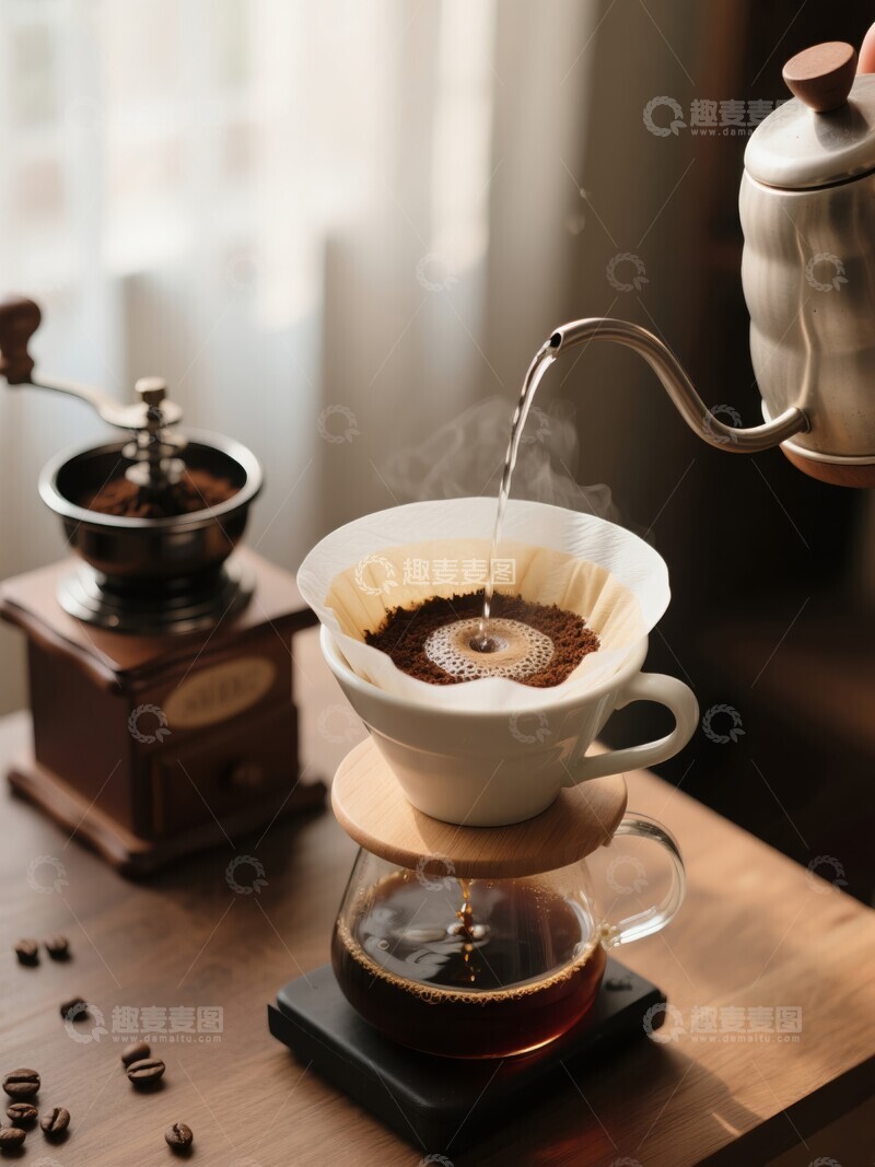 高清大图下载【趣麦麦图】咖啡店手冲咖啡制作过程