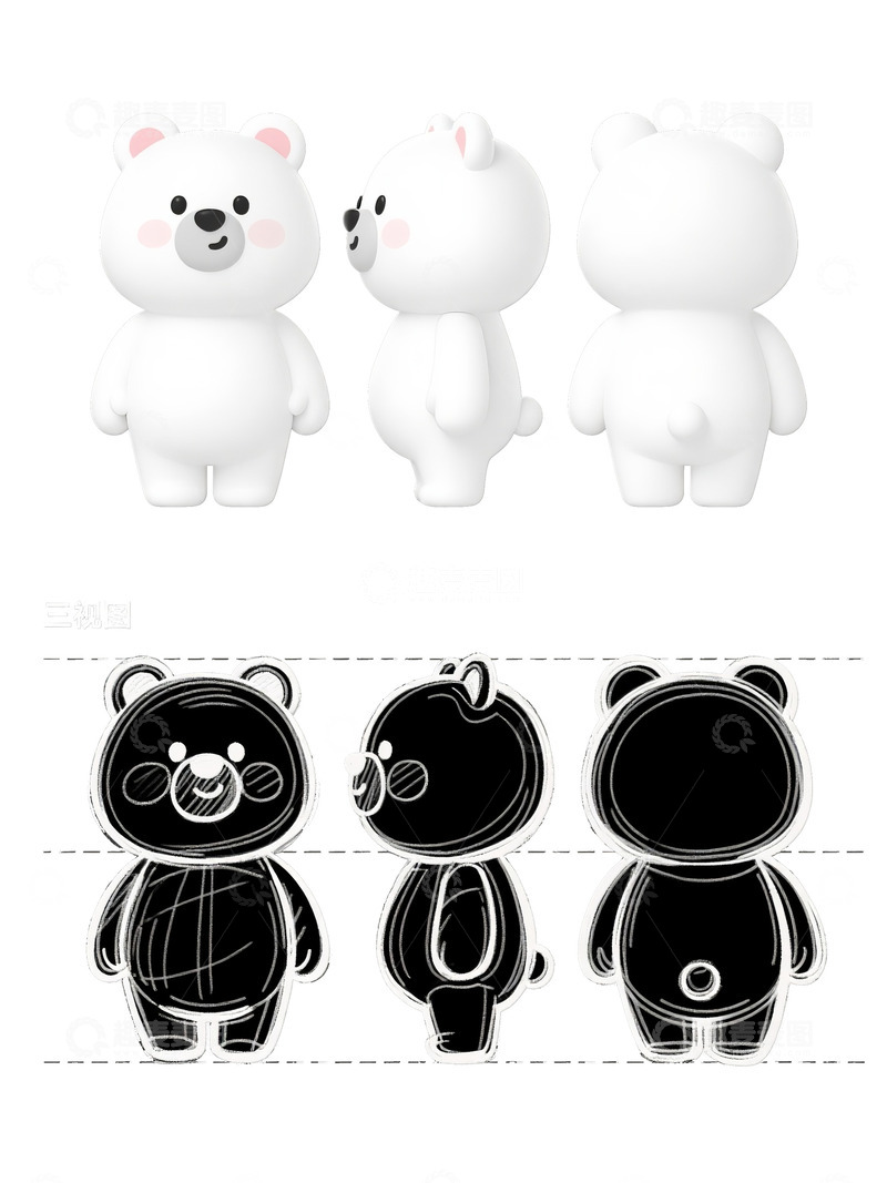 白熊 IP 形象设计与线稿图