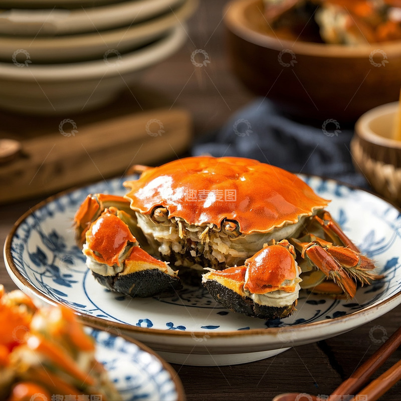 高清大图下载【趣麦麦图】新鲜大闸蟹摆拍