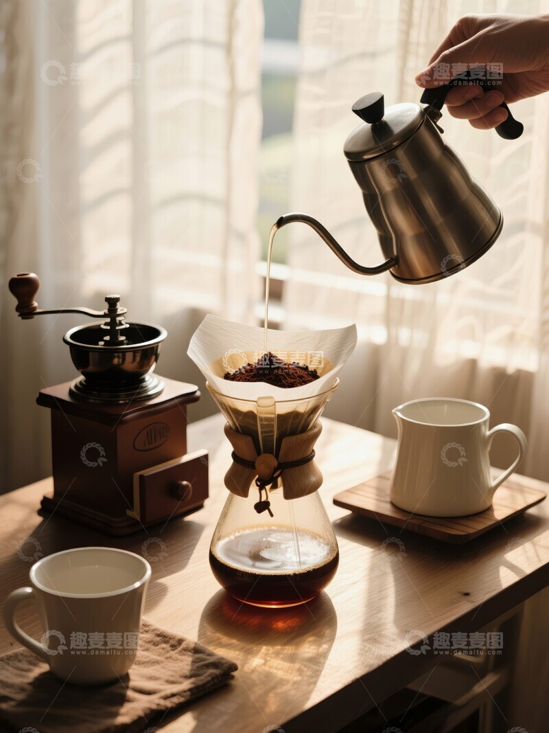 高清大图下载【趣麦麦图】手冲咖啡制作过程