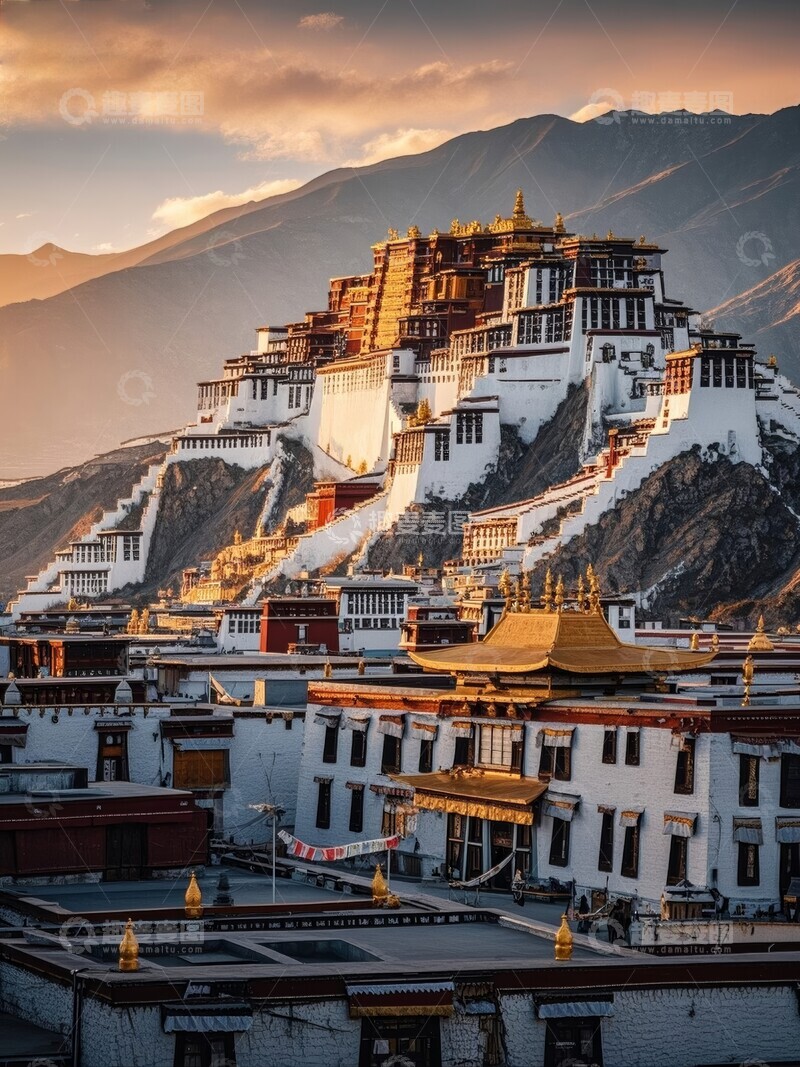 高清大图下载【趣麦麦图】布达拉宫黄昏时分全景