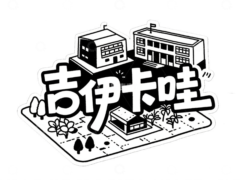 高清大图下载【趣麦麦图】黑白风 &ldquo;吉伊卡哇&rdquo; 场景字体