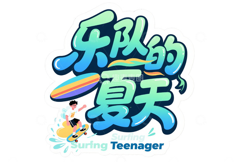 高清大图下载【趣麦麦图】乐队的夏天活力冲浪主题