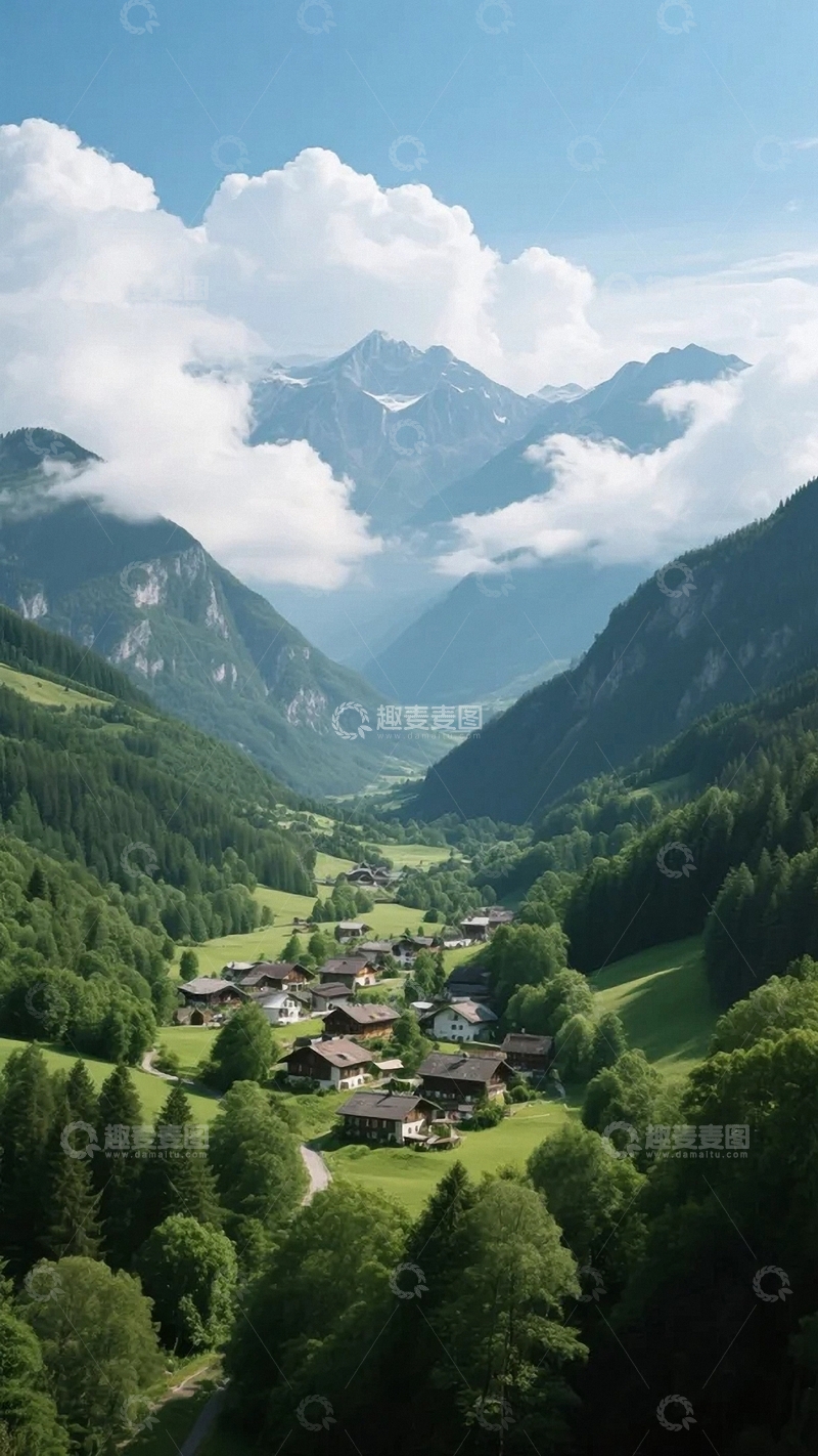 高清大图下载【趣麦麦图】-大山之中的村落4
