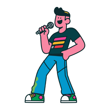 一个在唱卡拉OK的人