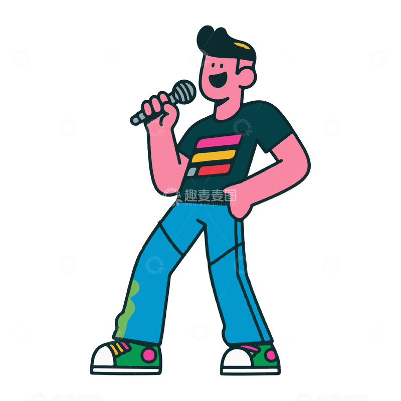 源文件下载【趣麦麦图】-一个在唱卡拉OK的人