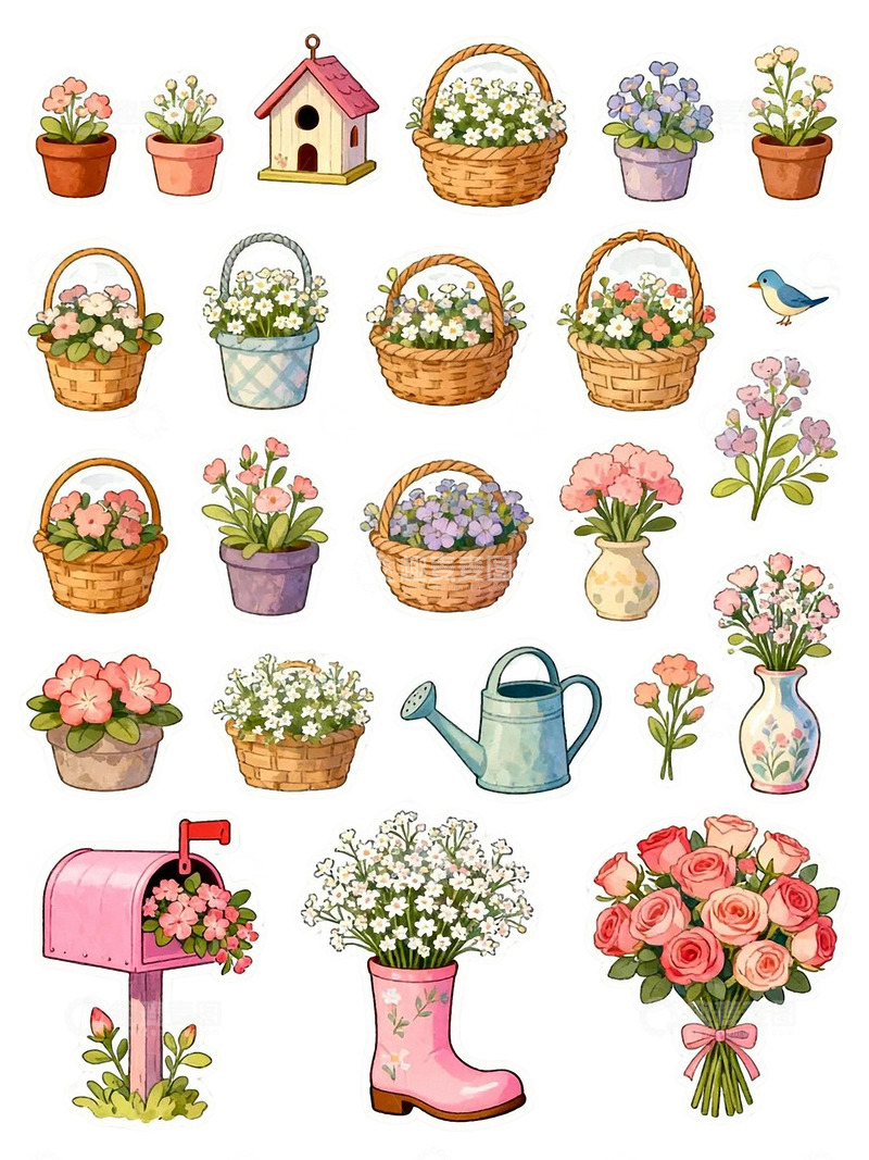 高清大图下载【趣麦麦图】春日花园手绘元素免扣元素4