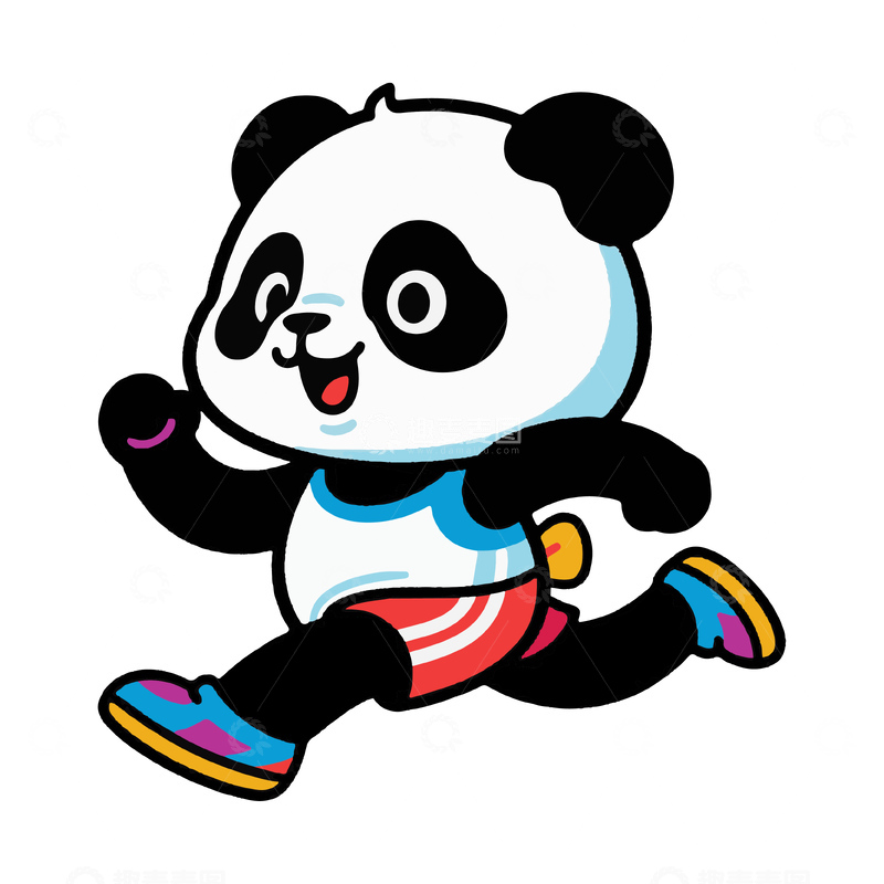源文件下载【趣麦麦图】-跑步运动员熊猫