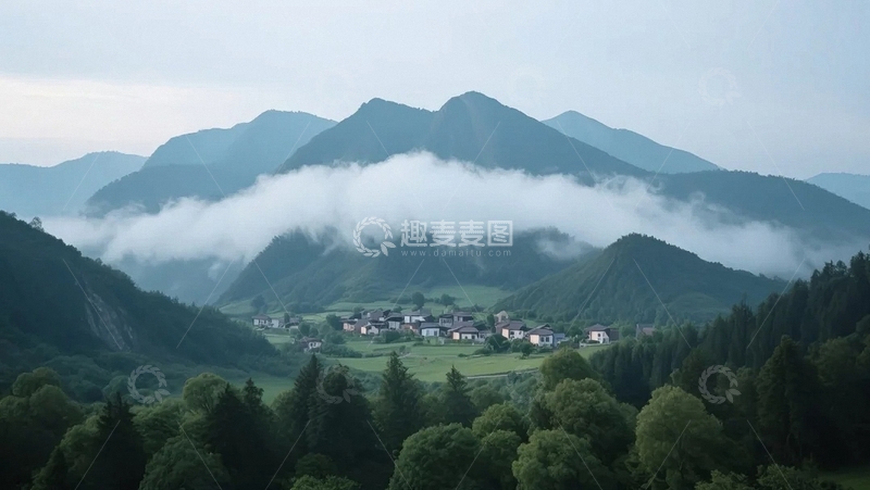 高清大图下载【趣麦麦图】-大山之中的村落3