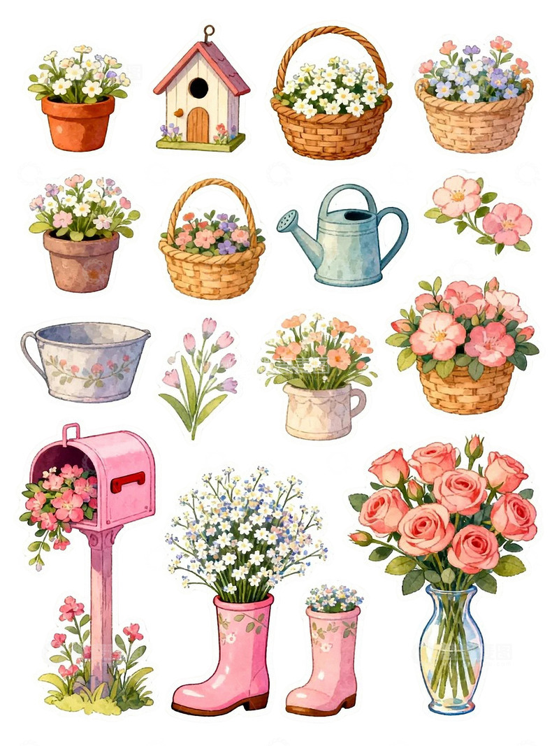 高清大图下载【趣麦麦图】春日花园手绘元素免扣元素7