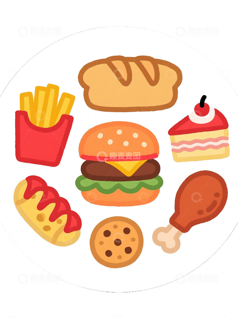 高清大图下载【趣麦麦图】卡通风格美味食物大集合