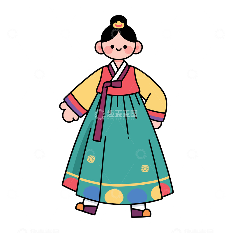 源文件下载【趣麦麦图】朝鲜族可爱人物插画3