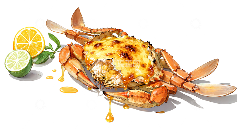 源文件下载【趣麦麦图】手绘风格焗螃蟹1