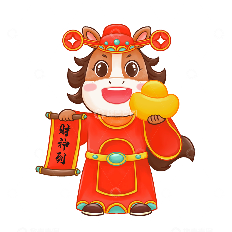 源文件下载【趣麦麦图】-马年可爱卡通财神爷