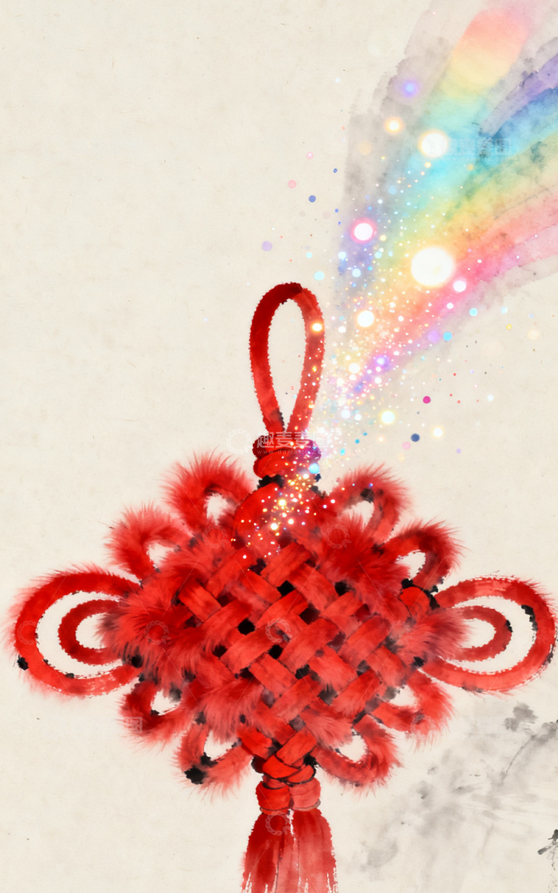 高清大图下载【趣麦麦图】国庆新年毛绒中国结装饰图