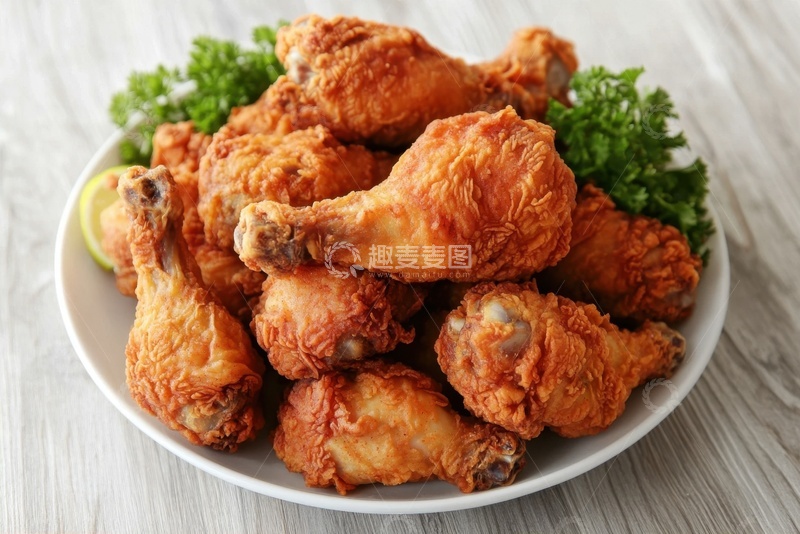 高清大图下载【趣麦麦图】美味的一盘炸鸡腿