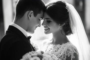 结婚的一对新婚夫妇