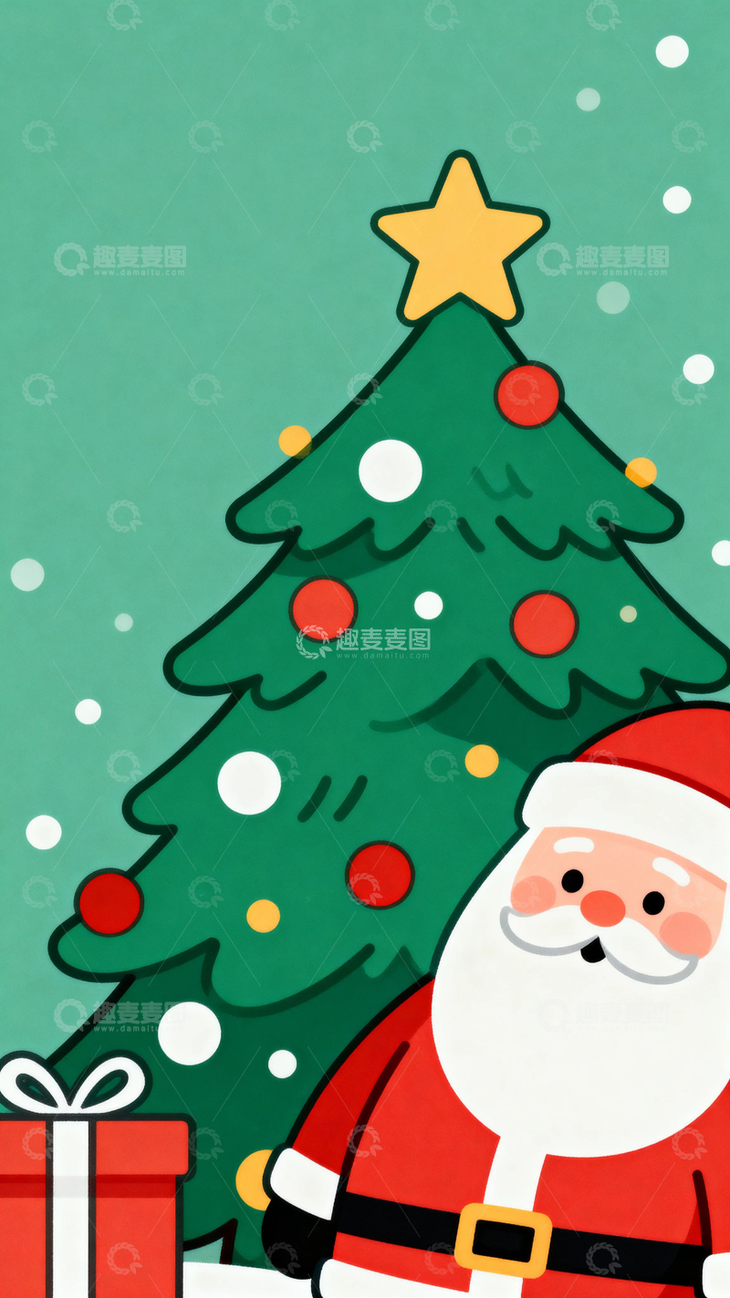 高清大图下载【趣麦麦图】圣诞节彩绘背景14
