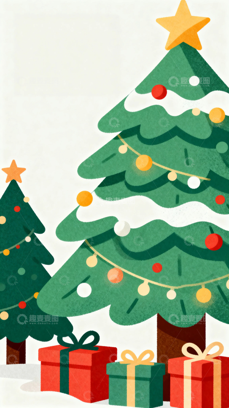 高清大图下载【趣麦麦图】圣诞节彩绘背景15