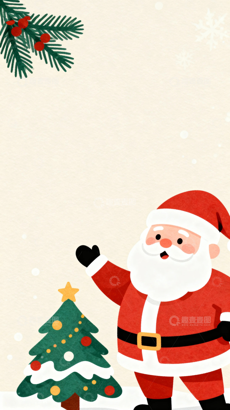高清大图下载【趣麦麦图】圣诞节彩绘背景7