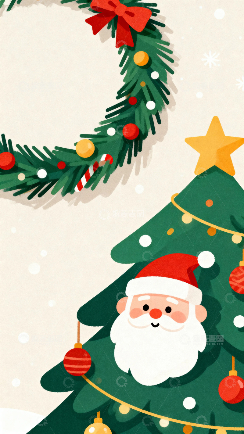高清大图下载【趣麦麦图】圣诞节彩绘背景3