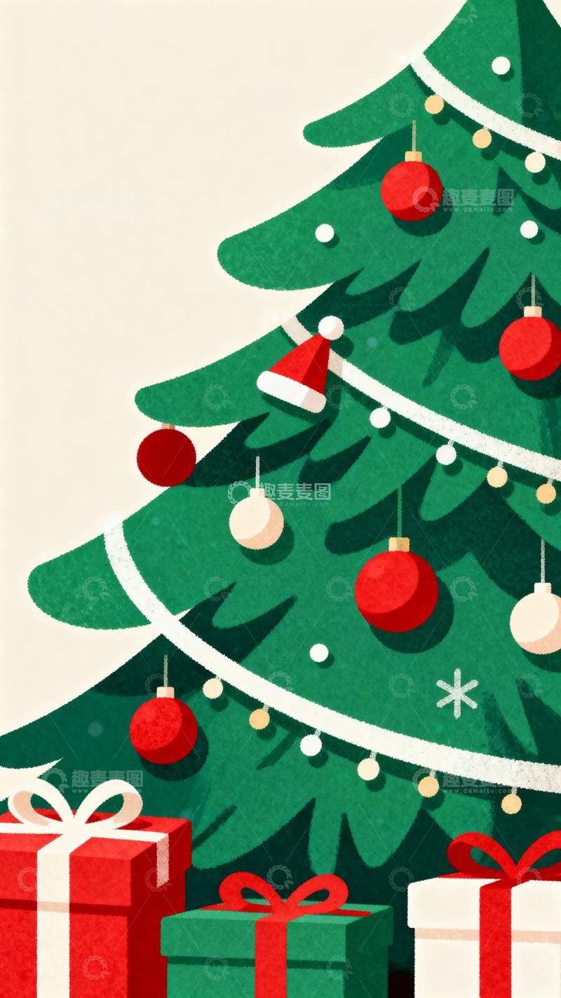 高清大图下载【趣麦麦图】圣诞节彩绘背景11