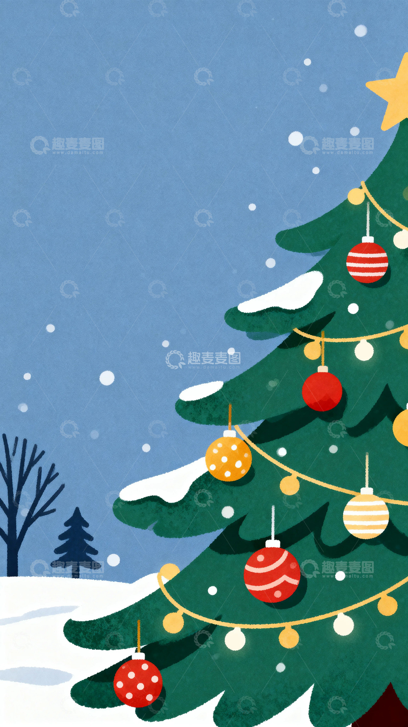 高清大图下载【趣麦麦图】圣诞节彩绘背景18