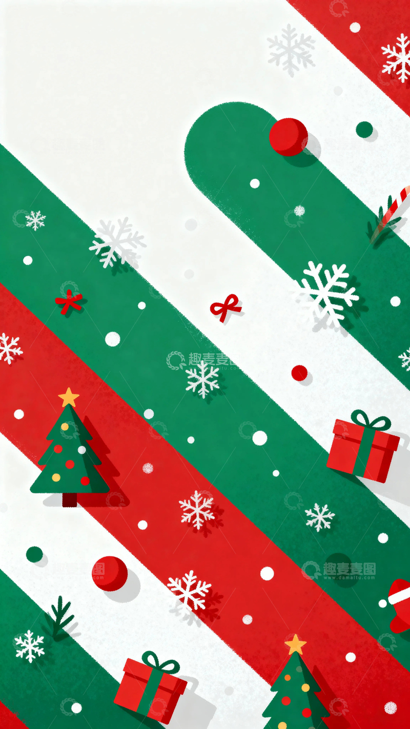 高清大图下载【趣麦麦图】圣诞节彩绘节日背景1