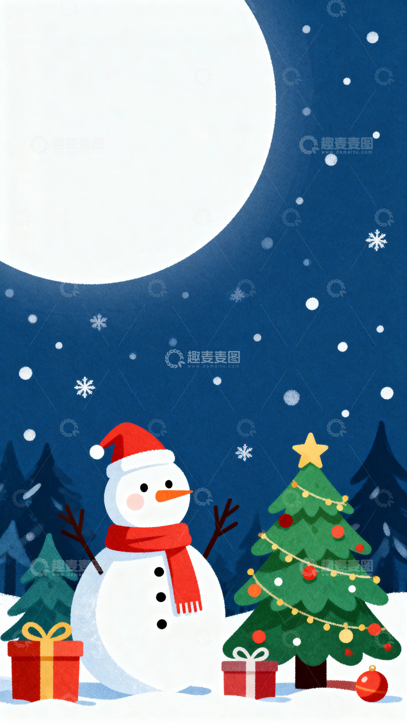 高清大图下载【趣麦麦图】圣诞节彩绘节日背景5