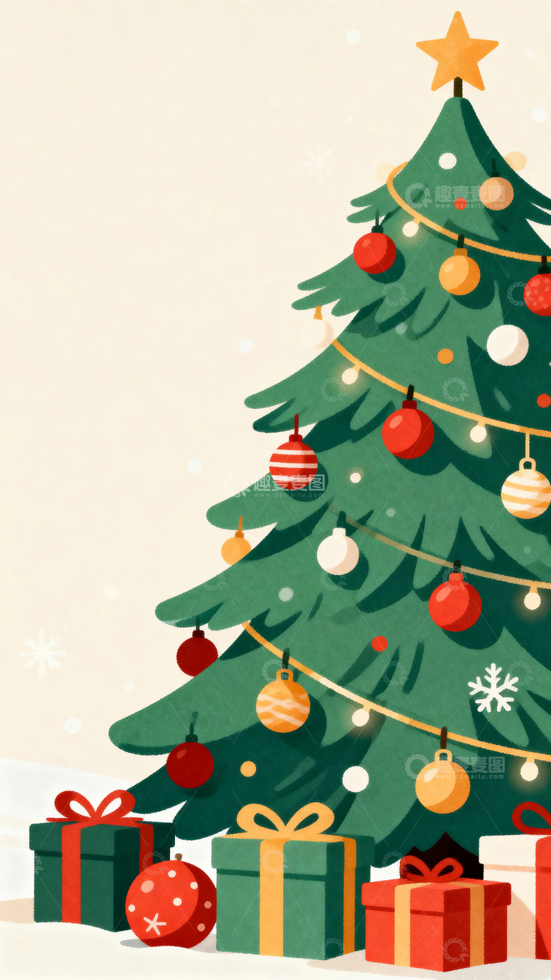 高清大图下载【趣麦麦图】圣诞节彩绘节日背景9