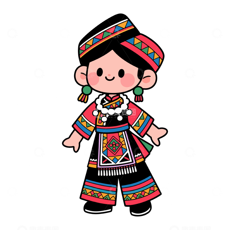 源文件下载【趣麦麦图】少数民族人物女孩1