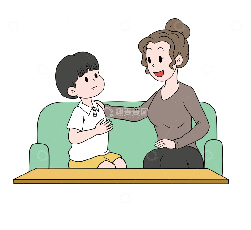 源文件下载【趣麦麦图】妈妈与孩子温馨互动场景儿童素养图