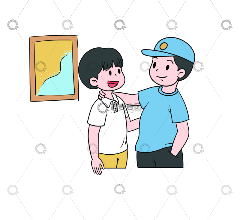 源文件下载【趣麦麦图】男孩互动聊天场景儿童素养图