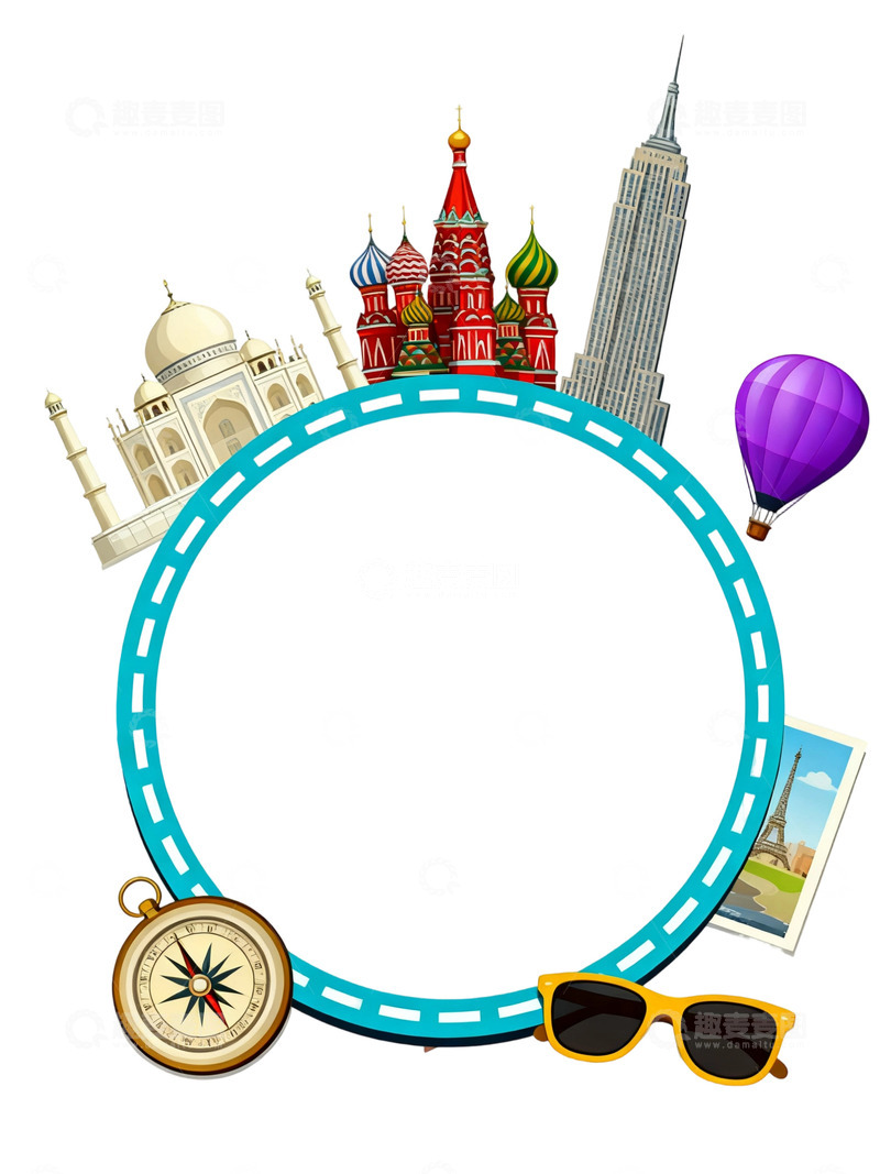 高清大图下载【趣麦麦图】世界旅游插画01