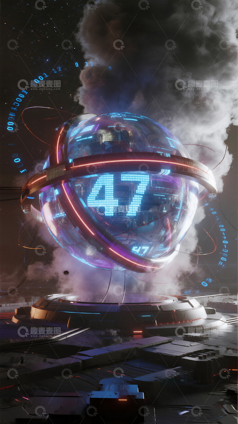 高清大图下载【趣麦麦图】赛博朋克风数字 47 星球