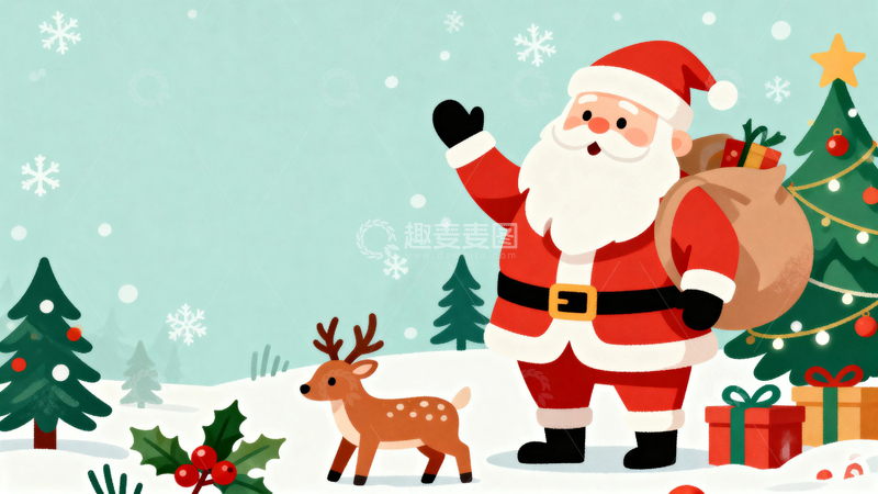 高清大图下载【趣麦麦图】圣诞节卡通插画2