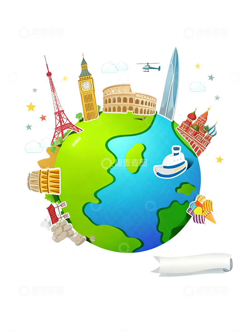 高清大图下载【趣麦麦图】世界旅游插画18
