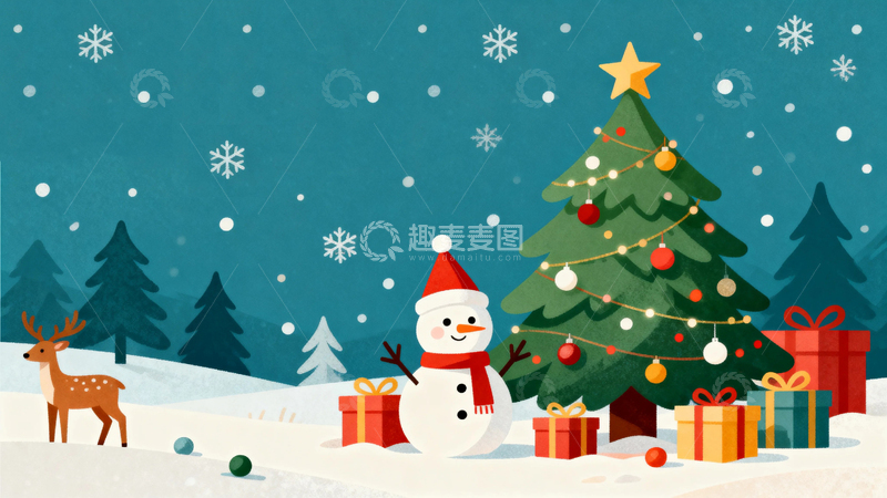 高清大图下载【趣麦麦图】清新圣诞节背景4