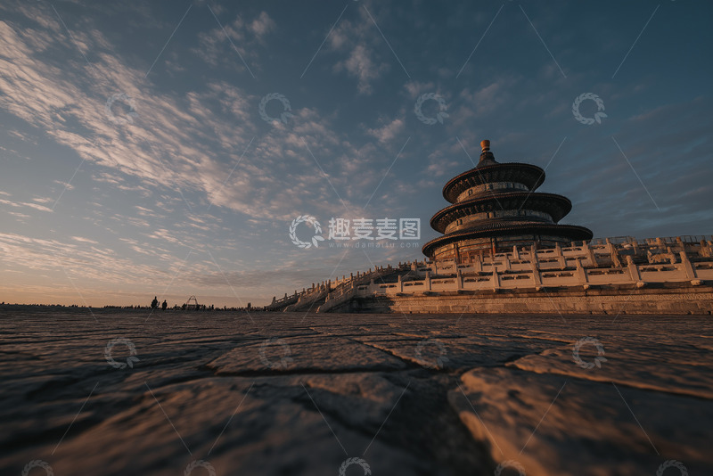 高清大图下载【趣麦麦图】-北京天坛的日落