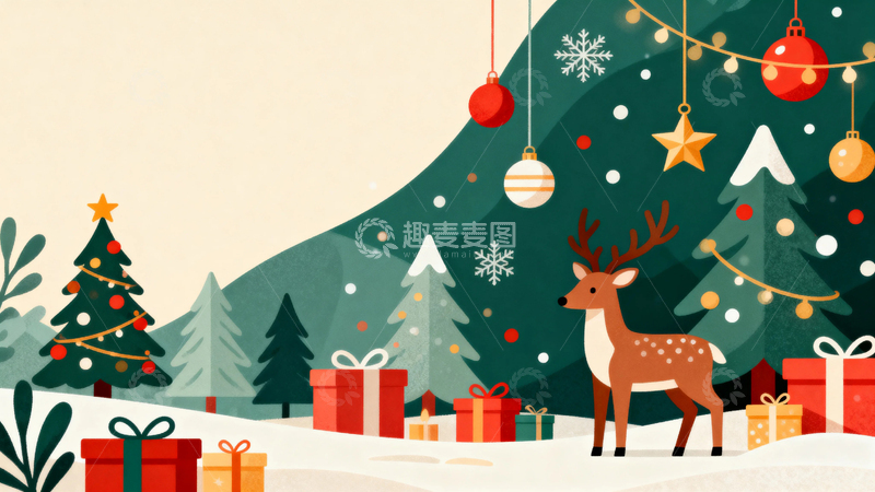 高清大图下载【趣麦麦图】清新圣诞节背景12