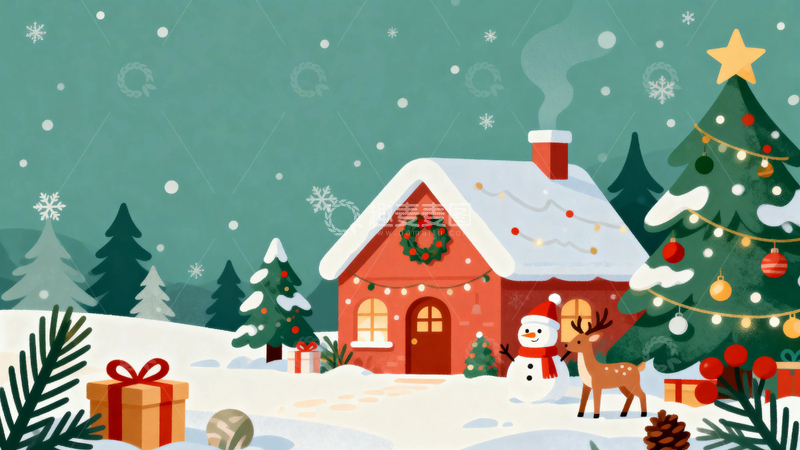 高清大图下载【趣麦麦图】清新圣诞节背景17