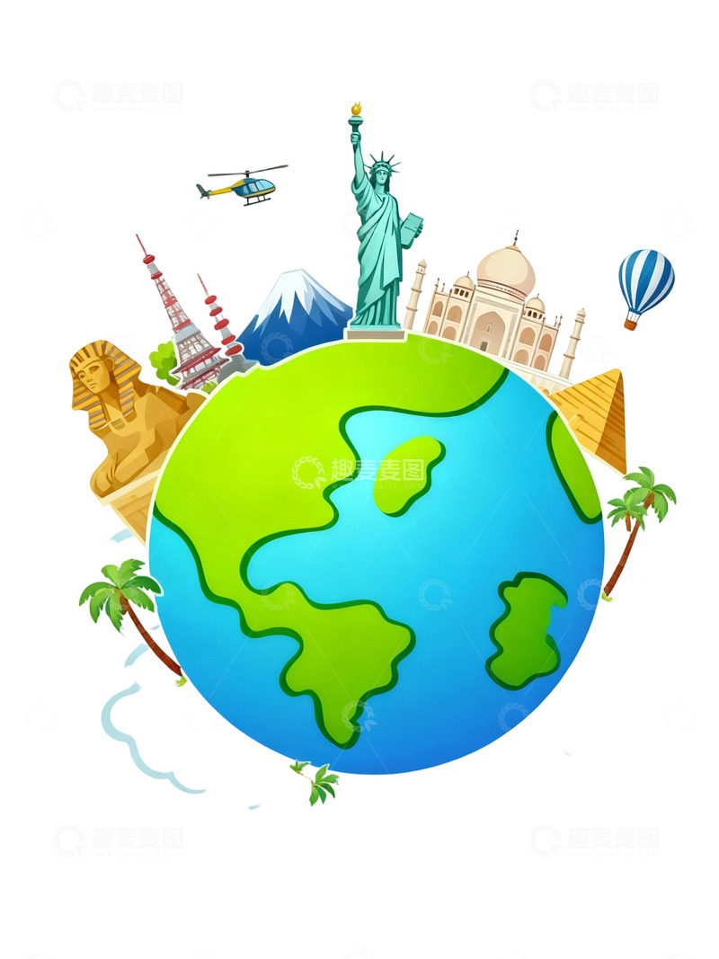 高清大图下载【趣麦麦图】世界旅游插画52