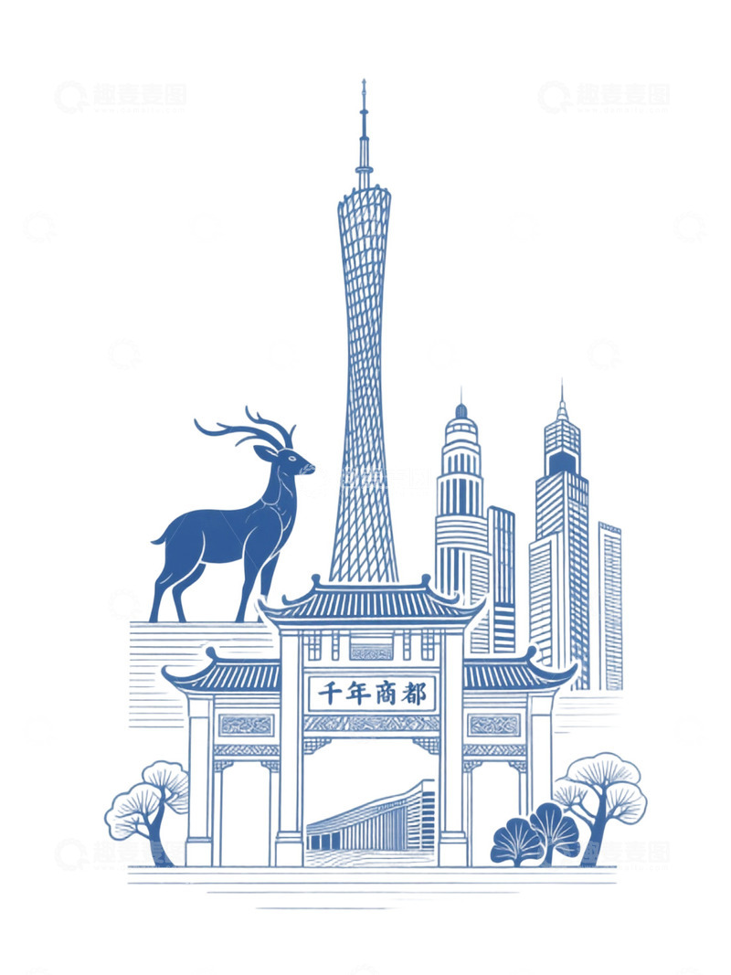 高清大图下载【趣麦麦图】建筑地标插画15