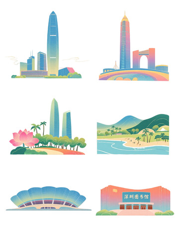 建筑地标插画02