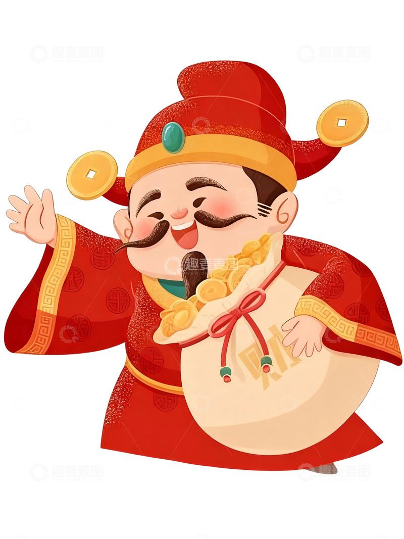 高清大图下载【趣麦麦图】财神主题插画04