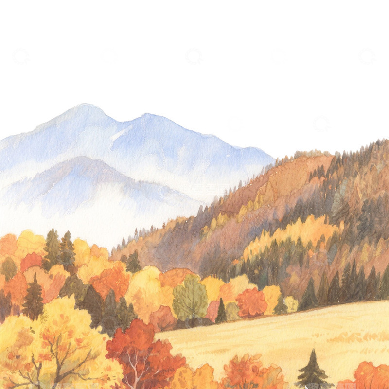 高清大图下载【趣麦麦图】秋天山水风景免抠元素